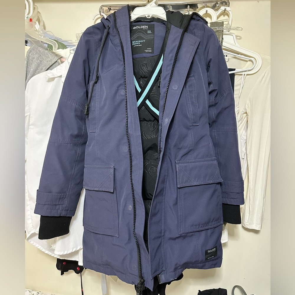 Aritzia Golden by TNA Bancroft Parka Altitude Series Navy Blue Goose Down XS
